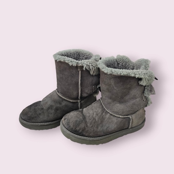 UGG Boots Bailey Bow II Boots Gray Satin Bow lace up detail